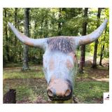 SKULL - BULL WITH HORNS ON FENCE POST