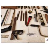 NEW BEARINGS - HACK SAW - METAL SQUARE - CARPENTER SQUARE - CHANNEL LOCKS - VISE GRIPS - SMALL LEVEL - BALL PING HAMMER - CLAW HAMMER - MEASURING TAPE - FILES - HAND SABER SAW - BOX CUTTER - MOTORCRAF
