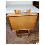 (2) MAPLE COLOR TV TRAYS WITH HOLDER - OTHER TWO MISSING - (UPSTAIRS)