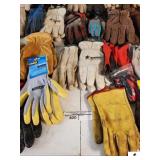 NEW & USED LEATHER & CLOTH GLOVES HARDY - MEMPHIS ARTIC JACK - 33 (+/-) PAIRS - 5GAL BUCKET IN SHOP