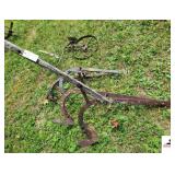 (2) DOUBLE SHOVEL FRAMES SINGLE GARDEN PLOW POINT WITH FRONT WHEEL - (OUTSIDE)