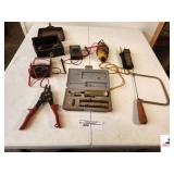 TESTERS - UNITEST 600 TESTER - CONDITION UNKNOWN SCREWDRIVER SET - HANDSAW - PLIERS - CUTTER (TRAILER)