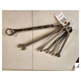 (6) WRENCHES CRAFSMAN 1 1.4" - OPEN & BOX END - REESE TOW POWER 1 1.2" BOX END - SPARTER 15/16" - CHALLENGER 15/16" - (2) PRO SERIES 1" & 15/16" - (TRAILER)