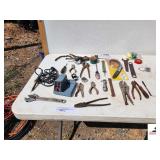 SOLDERING IRON - CRESENT WRENCH - VISE GRIP - CHISELS - PLIERS - CUTTERS - CHAIN WRENCH - SCREWDRIVERS - OIL FILTER WRENCH - SPECIALITY WRENCH - WIRE PLIERS - TWINE - TAPE - (NE BLDG 5)