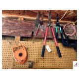 LONGHAND HEDGETRIMMER-MOWER BLADE- USED CHALK MARKER MEASURING TOOL-2 SHORTHAND TRIMMERS(BLDG 4)