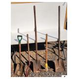 BRIAR BLADE - PICK AXE - SHORT HANDLE SHOVEL (2) LONG HANDLE FLAT SHOVELS - (NE BLDG 5)