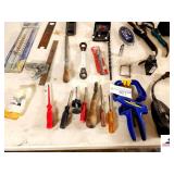 NEW DRILL BITS, CLAMPS, PVC CUTTER FORD EMBLEM-RUBBER-CRAFTSMAN RUBBER GRIPS-SMALL BITS-WRENCHES-RUSTED-SCREWDRIVERS-TOOL HANGER-2PC SOCKET HOLDER SET(BLDG 4)