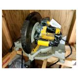 DEWALT MITER SAW - (RUNS) FRONT HANDLE IS BROKEN AND TAPED - CORD IS TAPED - (NE BLDG 5)