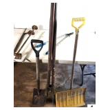 SNOW SHOVEL-GARDEN SHOVEL-POLE DIGGER FLAT SHORT HAND SHOVEL-AUGER-STEEL ROD(BLDG 4)