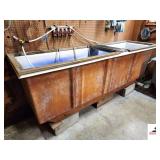 FIBERGLASS MINNOW TANK 29" WIDE x 25" DEEP - NO AERATOR - WOOD FRAME AROUND TOP - (OFFICE)
