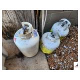 3 PROPANE TANKS- 2 SMALL-1 MEDIUM (DECK)