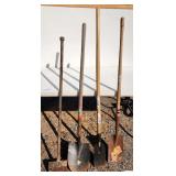 AMES FLAT SHOVEL - DIGGING SHOVEL - FLOOR SCRAPER IRON HANDLE SHINGLE TOOL - (NE BLDG 5)