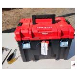 CRAFTSMAN RED & BLACK STORAGE BOX - JIG SAW - HAMMER - SCREWDREVERS - BOX CUTTER (BLDG. 6)