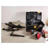 TRAILER LIGHTS-PLASTIC TOOL BOX- 3 CAR JACKS NO HANDLE(BLDG 4)
