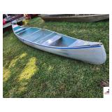 ALUMINACRAFT CANOE NEEDS SCREW IN BOW - SMALL HOLE IN THE FRONT - SMALL HOLE IN TOP OF BOW - HAS BEEN REPAIRED - (OUTSIDE)