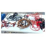 HEAVY DUTY JUMPER CABLES & LIGHT JUMPER CABLES NEW IMPACT GOGGLES - HDMIC CORD - (3) RATCHET STRAPS - EXTENSION CORD (HAS DAMAGE) - (BLDG 6)