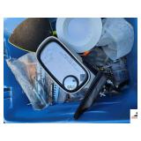 NEW & USED BOLTS - MISC PARTS - ROLLS OF TWINE - PCS OF ROPE - JUTE - ELECTRICAL CONNECTORS - QUICK GRIP CLAMP - BUCKET OF RUSTED NAILS - SURGE PROTECTOR - BOLTS - REPAIR PARTS - TRUCK MIRROR -  (BLDG