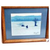 REELFOOT LAKE EAGLE FRAMED PHOTO - EAGLE ATTACKING REELFOOT LAKE - PRINT DATED 1-1-94 - (OFFICE)
