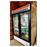 TRUE BRAND DOUBLE DOOR REFRIGERATOR - WORKS SHOWS SOME WEAR - 53 1/2" WIDE X 78 1/2" TALL X 30" DEEP - (OFFICE)