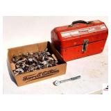 SIMONSEN RED METAL TOOL BOX - SOCKETS & RACHET (NE BLDG 5)
