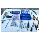 CRAFTSMAN RATCHET - (2) RATCHETS - 1/4" 6PT SOCKETS - 1/4" 12PT SOCKETS - SOME DEEP WELL - REDUCERS - HAND DRILLS - ELKIN HEX HEAD WRENCHES - EASY DRIVER MINITURE SOCKETS - COBALT SCREWDRIVER HEADS - 