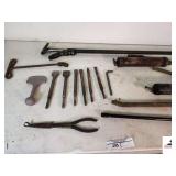 CROWBAR - CONCRETE DRILL BIT - JACK HAMMER CHISEL POINTS - TIRE WRENCH - STABILIZER BAR - (2) GREASE GUNS - SPECIALITY PLIERS - (BLDG 5)