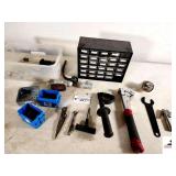 SMALL SCREW CABINET-T50 HAND STAPLER WRENCH-PLIERS- ELECTRICAL BOXES-FUSE SOCKETS-HOLE SAW-(BLDG 4)