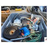 TUB OF ELECTRICAL COIL & ELECTRICAL WIRE MISC SUPPLIES & REPAIR PARTS - PAINT BRUSHES - PAINT SUPPLIES - NEW PAINT ROLLERS - TRAILER HITCHES - PLUMBING PARTS - TRANSMISSION FLUID - (BLDG 6)