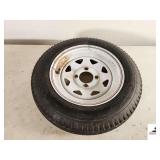 LOAD STAR TIRE & RIM - 4.80-12 TIRE APPEARS NEW WITH BEADS - FOUR HOLES IN RIM - (BLDG 4)