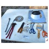 NEW ROOF FLASHING PAINT BRUSH - SCISSORS - SAW BLADE - TIRE GAGES - HOT GLUE GUN  REPAIR SUPPLIES - PLUMBING SUPPLIES - DOOR KNOBS - ELECTRICAL BOXES - WIRE STRIPPERS - (BLDG 6)