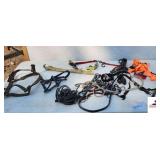 TIE STRAPS - RUBBER, CLOTH - RACHET STRAPS - RUBBER - ELASTIC - HORSE HALTER - PONY HALTER - NYLON ROPE - (NE BLDG 5)