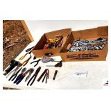 SOCKETS & PLIERS - COPPER PIPE REAMER - AIR DRILL SCREWDRIVERS - POCKET KNIFE - NEEDLE NOSE PLIERS - CHALK LINE MARKER - DRILL BITS - RATCHETS - (NE BLDG 5)