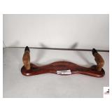 WOOD GUN RACK W/ DEER HOOF HANGERS-  STUFFED DECORATIVE PEASANT- NW BEDROOM