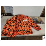 WALLS BIZARRE PROOF CRUF INSULATION CAMO FLORESCENT HUNTING JACKET (L) - PVC 2 PC. RAINSUIT (S-XXL) - APPEARS NEW