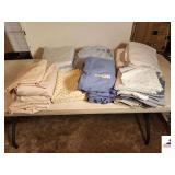 MISC BED SHEETS - KING SIZE - FLAT, FITTED, AND PILLOWCASES - BROWN BED SKIRT
