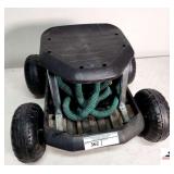 BLACK ROLLING STOOL W/ EXTENDABLE WATERHOSE ATTACHMENT