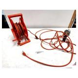 ORANGE EXTENSION CORD WITH WIND UP WHEEL- DROP CORD