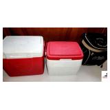 (2) COLEMAN ICE CHEST COOLERS- GOLFBAG COOLER W/ THERMAL DRINK HOLDER-