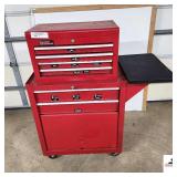POPLAR MECHANICS ROLLING TOOL BOX - 4 DRAWERS &TOP - 2 LOWER DRAWERS & STORAGE CABINET - SIDE SHELF