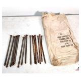 SET OF VINTAGE METAL NAILS WITH WHITE "FEDERAL RESERVE BANK" CLOTH BAG