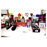 MISC CAR PART- RUBBING COMPOUND, BELT DRESSING- DETAIL DOCTOR CAR RESTORER- TURLE WAX- CARPET CLEANER- BLEECH WHITE TIRE CLEANER-MEGUIRES CARWASH- MEGUIRES QUIK WAX