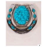 VINTAGE TURQUOISE HORSESHOE BELT BUCKLE