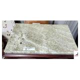 GREEN SPECKLED MARBLE SLAB 26" X 17" SOME BLACK ON IT-