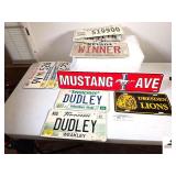MUSTANG AVE SIGN - LICENSE PLATES - DRESDEN LIONS LICENSE PLATE - (3) VIETNAM VETERAN PLATE - (2) PERSONALIZED TN "DUDLEY" PLATE - MISSISSIPPI ANTIQUE TRUCK PLATE - NEVADA "WINNER" PLATE - SEMI PLATE 