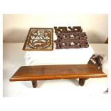 DISPLAY WALL SHELF (HAS SMALL RUB ON FRONT) - INTERNATION ORDER OF THE MAFIA SIGN - (3) "KEYS" HOLDERS - SHELF BRACKETS