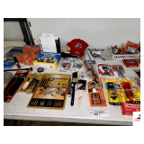 VELCRO- STICKER LIFTER- GORILLA GLUE- PAINT BRUSHES- WHITE CHALK -COLOERD CHALK- E600- SCRUB BRUSHES- (3) HATS- HANDHELD MIRROR- DETALING BRUSH- REGAL 15PC ARTIST BRUSH SET- WEATHERSTRIP ADHESIVE- SIN