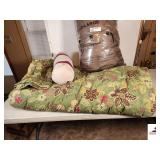 2 LARGE COMFORTER SPREADS - ROLL PILLOW APPEARS KING SIZE