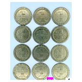 (12) IMPERIAL PALACE ONE DOLLAR GAMING TOKENS- BILOXI, MS