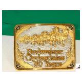 BUDWEISER CLYSDALE BELT BUCKLE- 50 YEARS APRIL 7, 1933- 1ST ADDITION- 24K GP