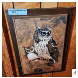 (2) OWL PRINTS WITH BABY OWL- SIGNED RICHARD "SCREECH"- ONE PRINT IS OUT OF FRAME